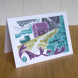 "Boat House" greetings card, blank inside