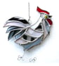 Cockerel Suncatcher Stained Glass chicken White Black Chicken