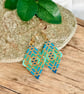 Blue and Gold Geometric Miyuki Beadwork Earrings - Image 7