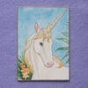 Unicorn original watercolour collage,ACEO