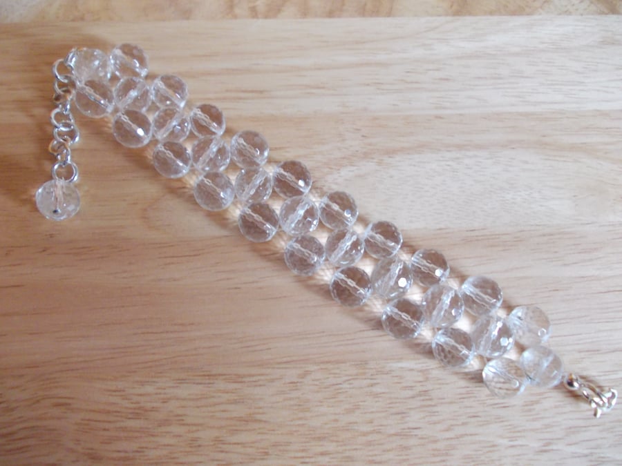 Clear quartz woven bracelet