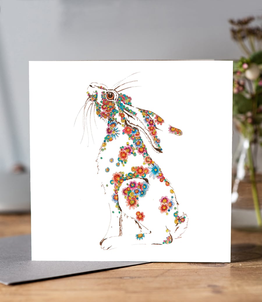 Floral Hare Greeting card