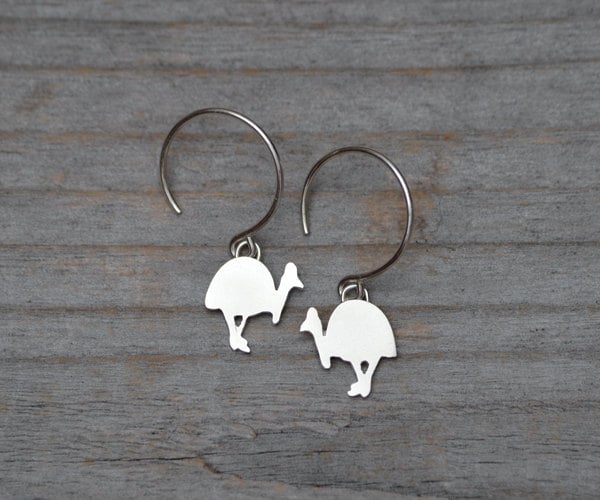 Southern Cassowary Dangle Earring In Sterling Silver