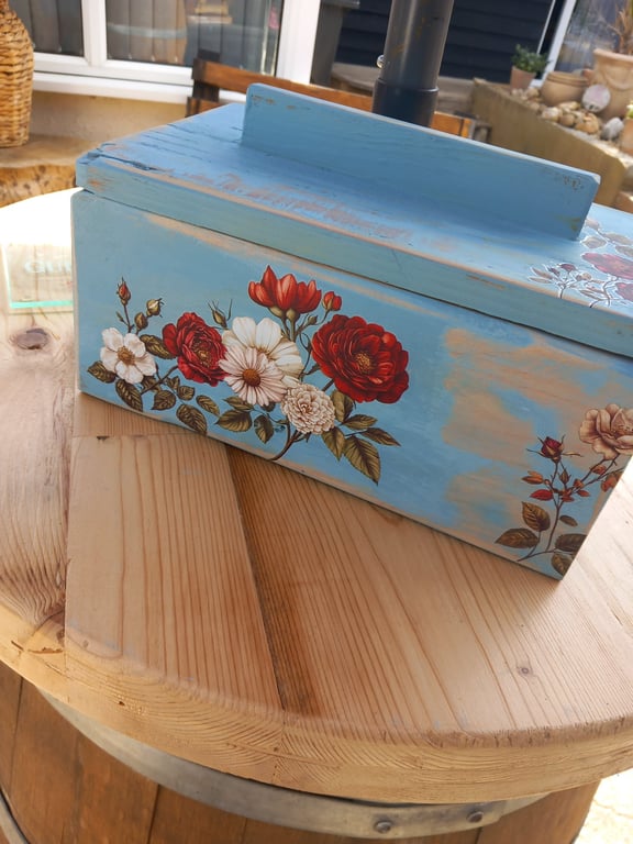 wooden storage box with lid