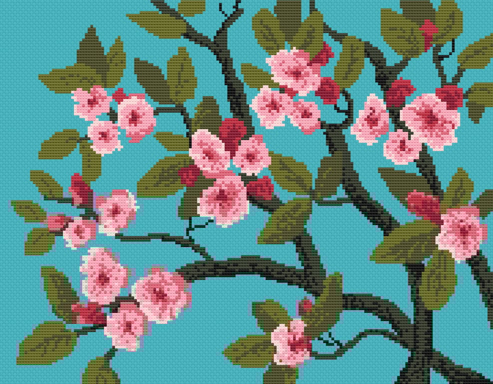 049A - Cross Stitch Pattern Spring Cherry Blossom Almond Tree vintage Van Gogh