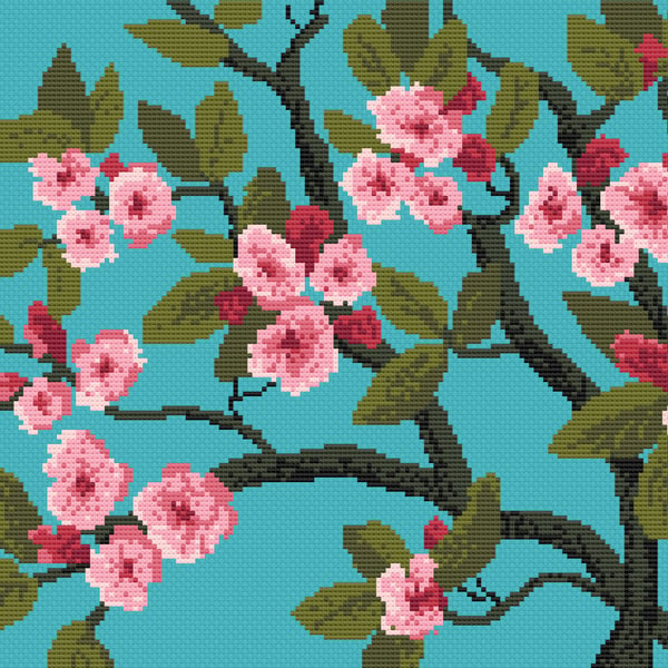 049A - Cross Stitch Pattern Spring Cherry Blossom Almond Tree vintage Van Gogh