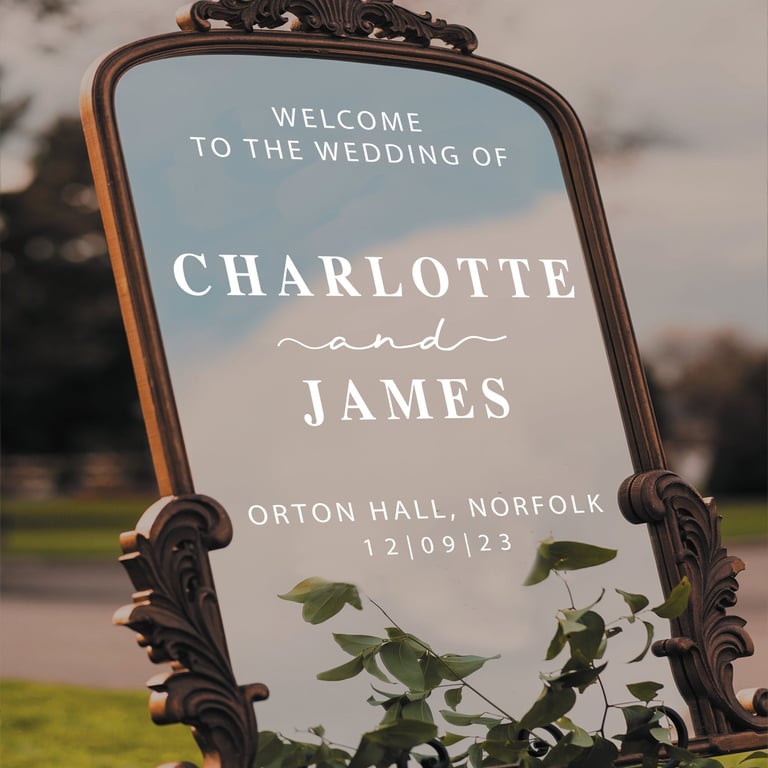 Wedding Welcome Mirror Sticker - Personalised Name, Location And Date DIY Mirror