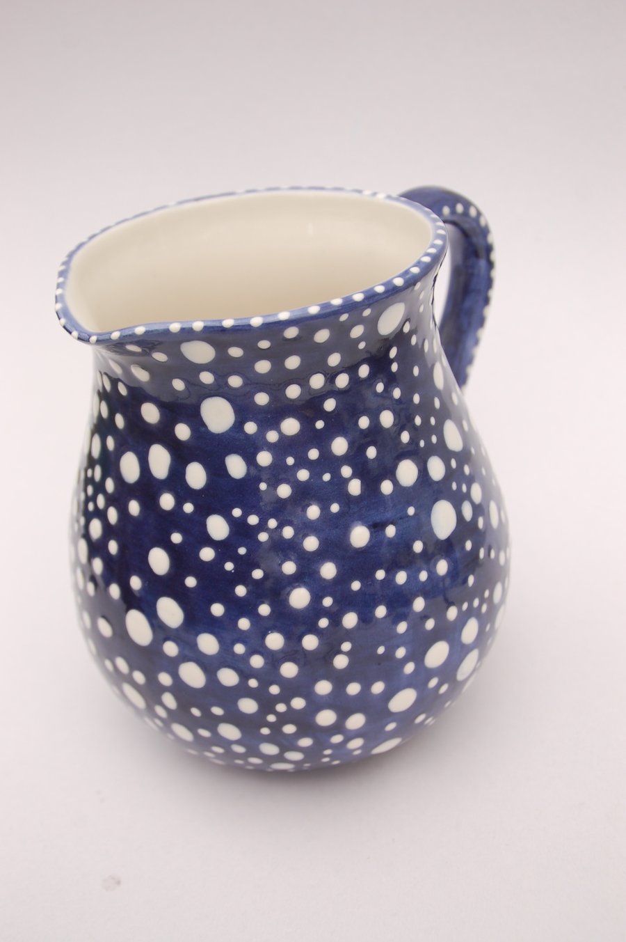 dotty blue and white jug