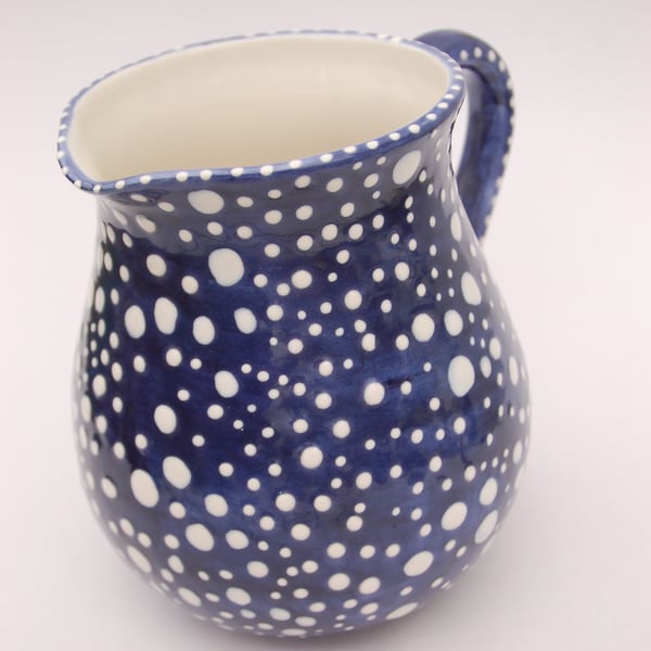 dotty blue and white jug