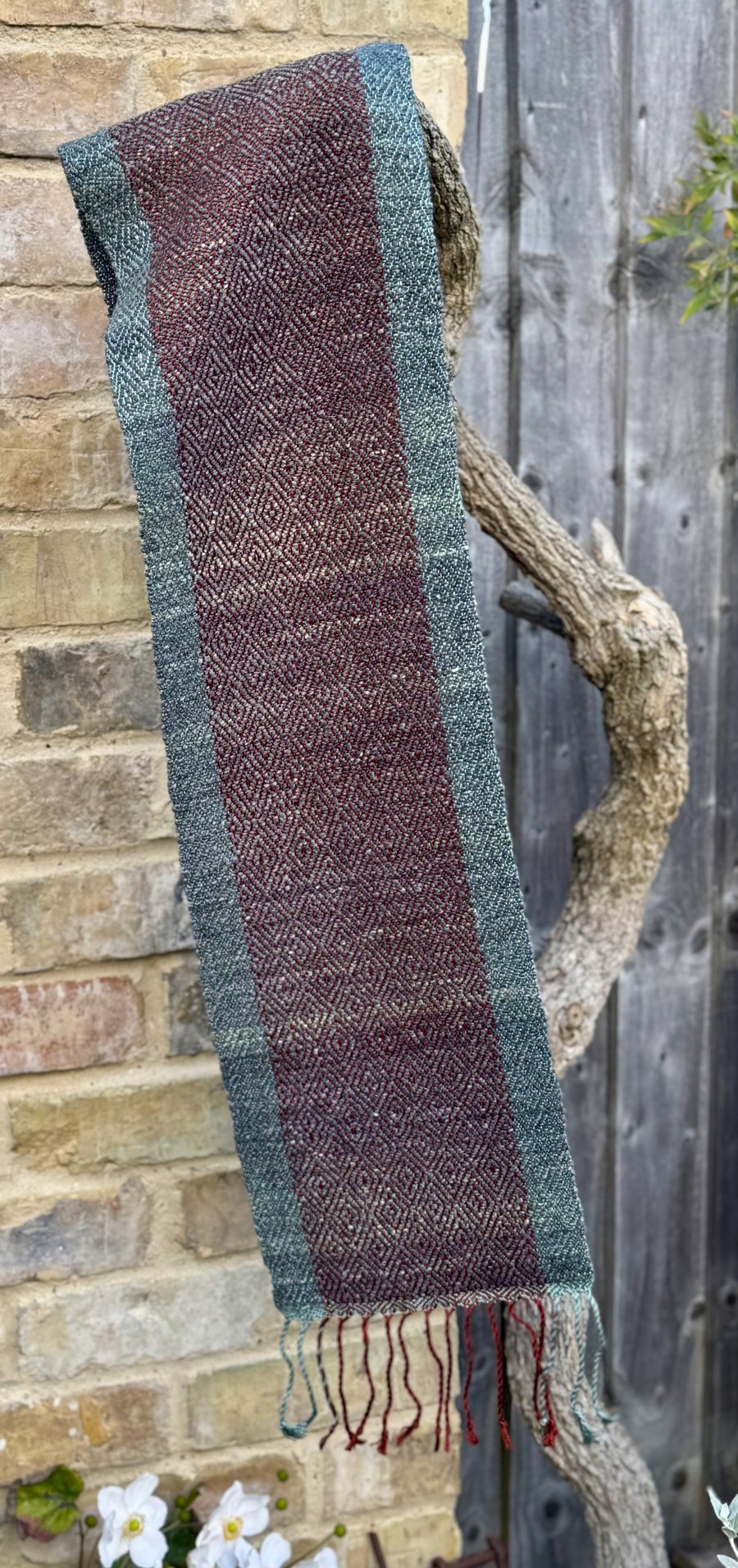 Rust and grey diamonds scarf