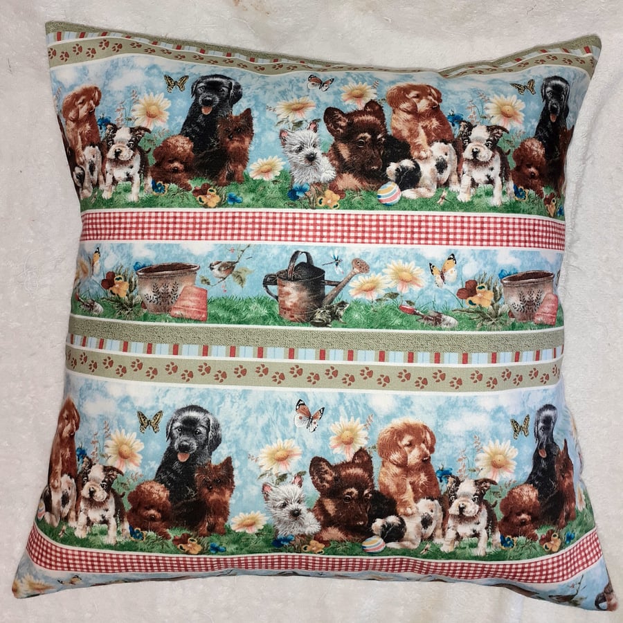 Puppy dogs in the garden cushion 