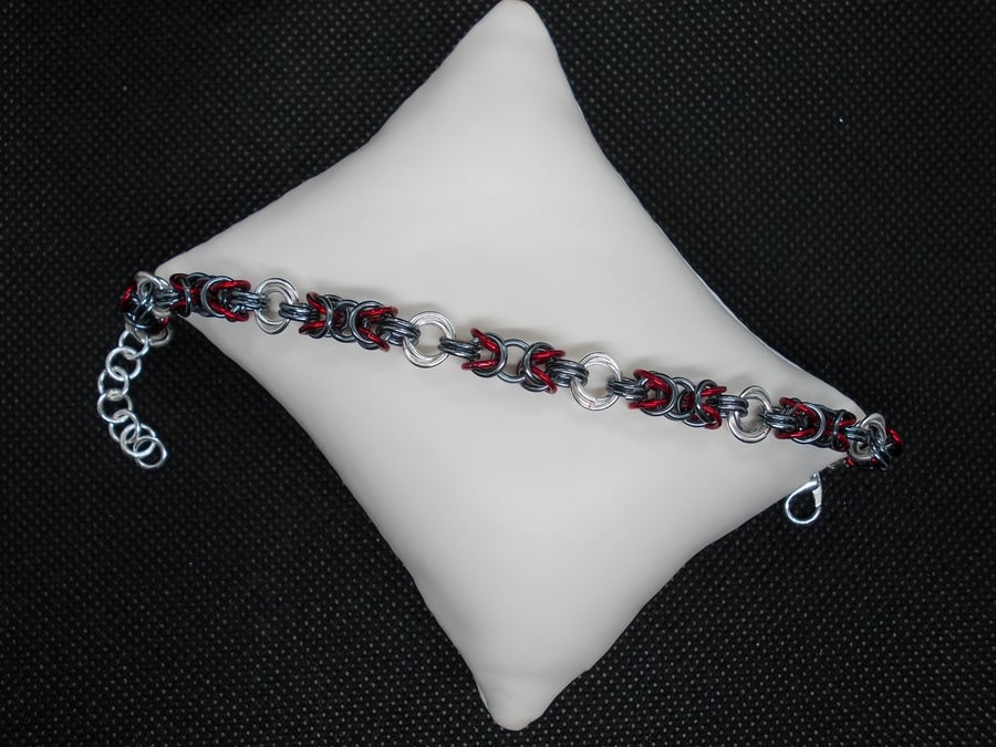 Black and red byzantine bracelet