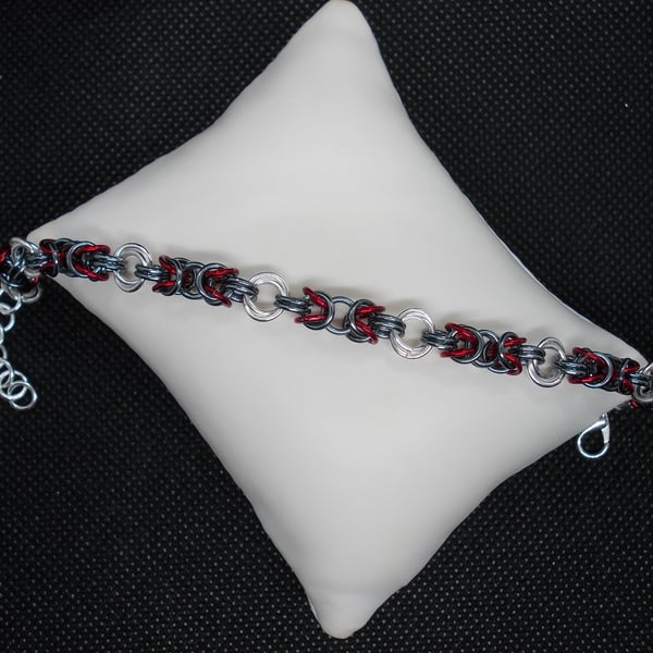 Black and red byzantine bracelet