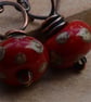 Red Lampwork Glass Bead & Copper Earrings - Image 2