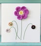 Hand Sewn Card. Hand Stitched Card. Embroidered Card. Flower Card. Flowers.