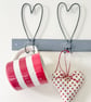 FOLK STYLE RED FLOWERS FABRIC HEART DECORATION - Image 8