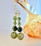 Moss Agate & Green Crystal Earrings, Birthday, Anniversary, Gifts For Her