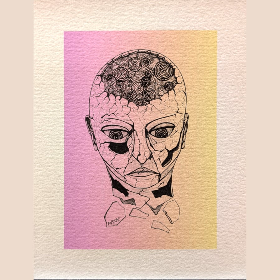 Fractured i - pastel mini print