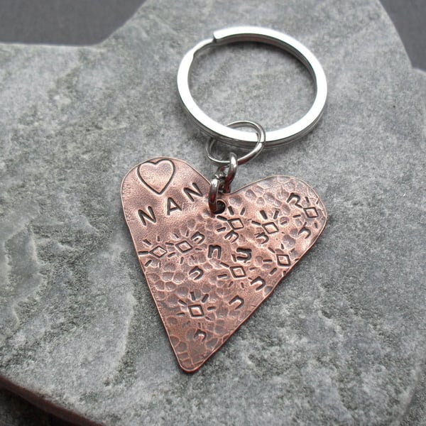  Copper Heart Keyring Gift For Nan