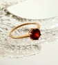 Natural Red Garnet Solitaire Gold Ring:  Size P - Q , 56.5 - Image 2