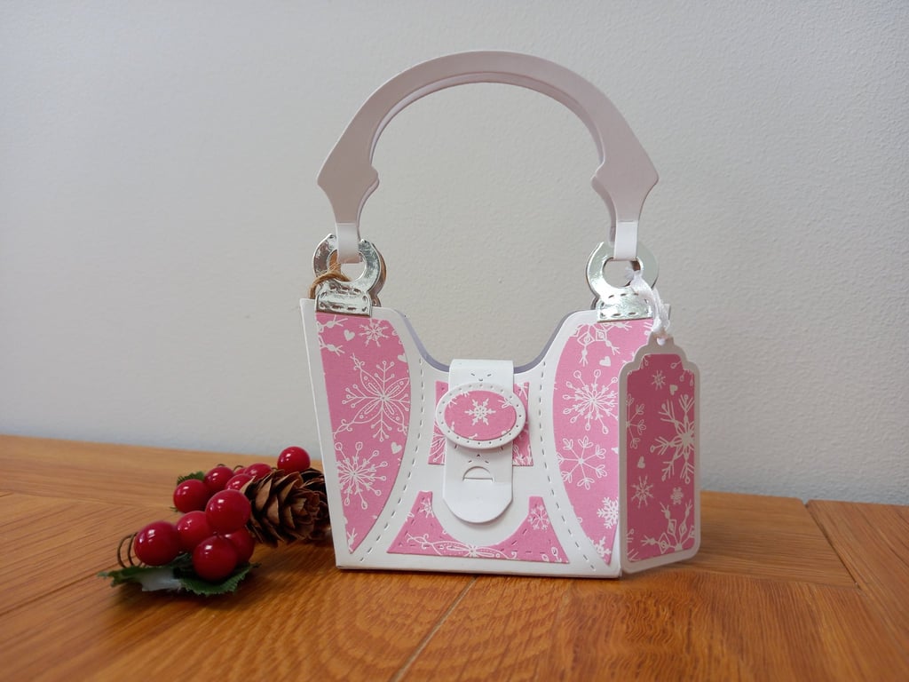 Snowflake "Tres Chic" Handbag style gift bag, handmade