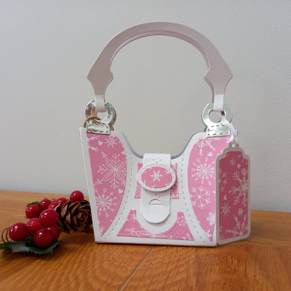 Snowflake "Tres Chic" Handbag style gift bag, handmade
