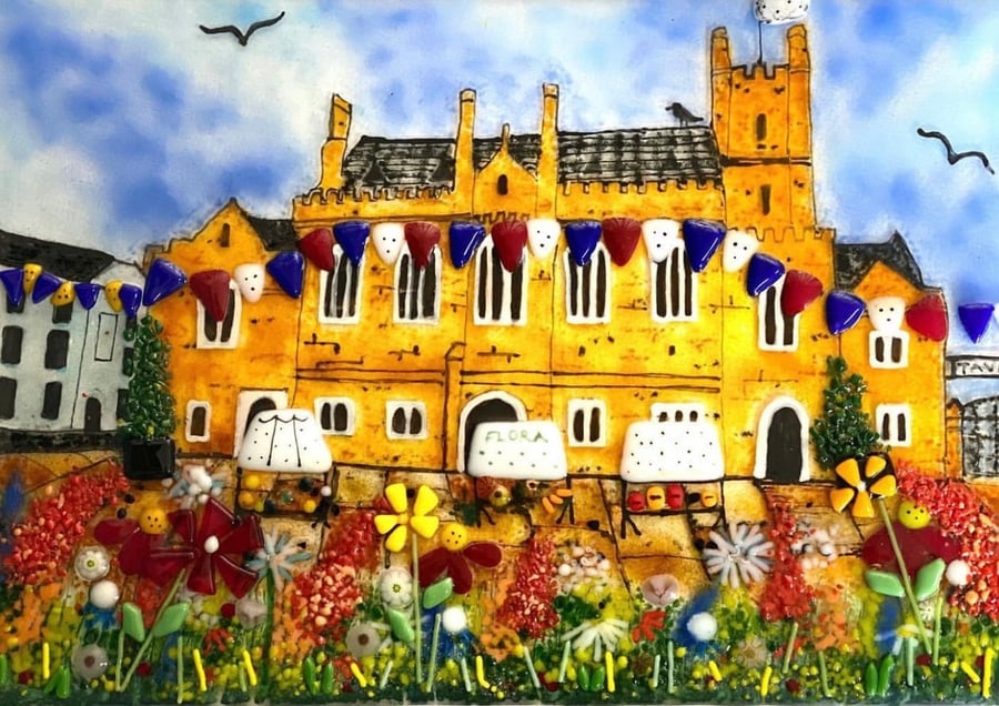 Stunning fused glass picture - Tavistock square Devon - MADE TO ORDER 