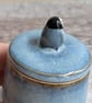 Small handmade ceramic lidded pot with baby penguin, blue glaze - Image 4