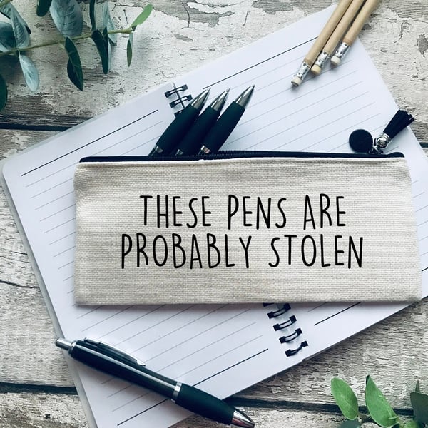 Pencil case, pens case, linen pencil case, funny pencil case, funny gift, secret