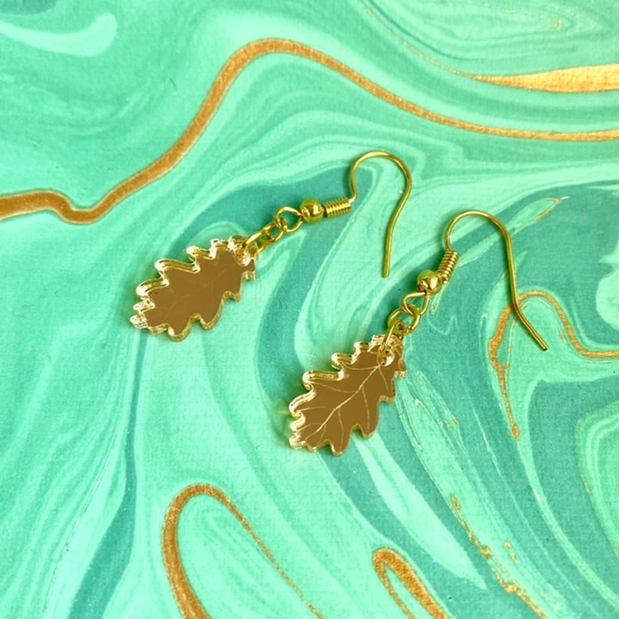 Oak leaf dangly earrings