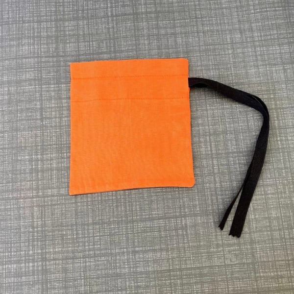 Orange Cotton Fabric Drawstring Gift Bag: Reusable XS Present Wrap.