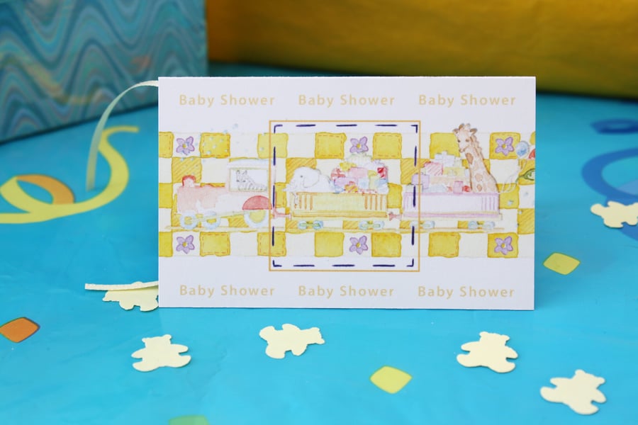 Baby Shower Gift Tag with Teddy Bear Confetti