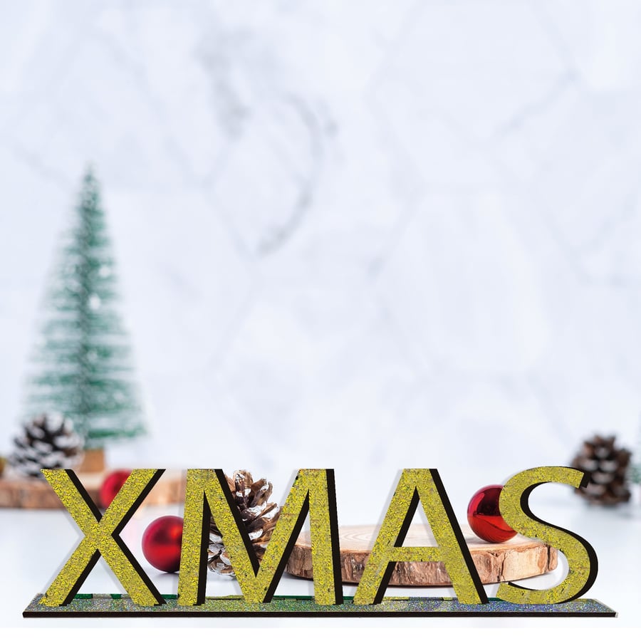 XMAS Christmas Stand Glitter Colours Festive Season Decor Winter Stand