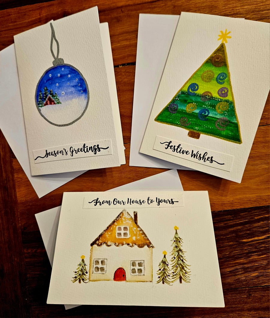 Hand painted christmas cards