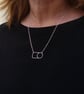 Sterling silver wire circle & square necklace - handmade geometric jewellery  - Image 5