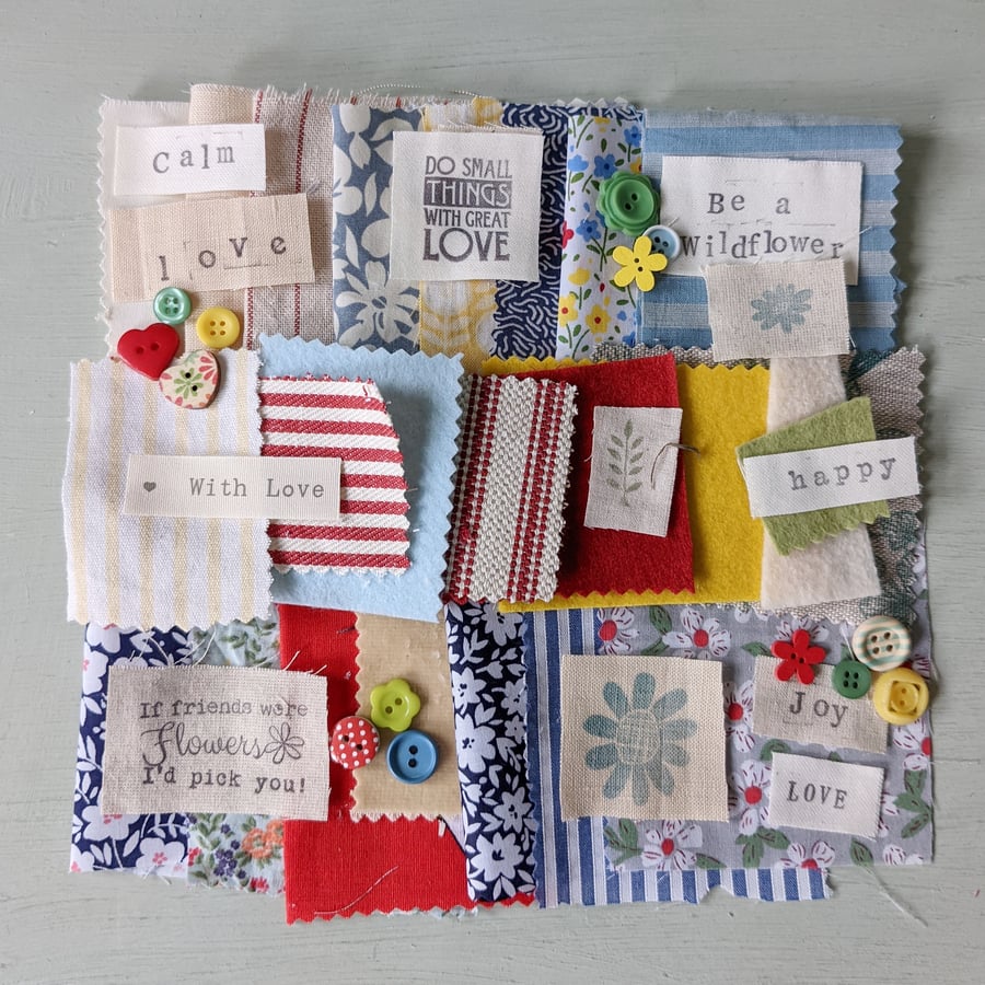 Be Mindful Slow Stitching Fabric and Buttons Bundle 