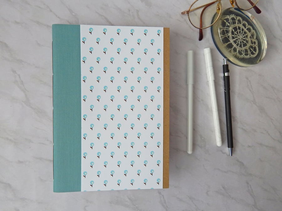 Pretty Notebook, Floral Dot cover, Lined pages. Replacement notebook.