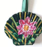 Bright pink dalhia, handpainted shell wall art.   - Image 6