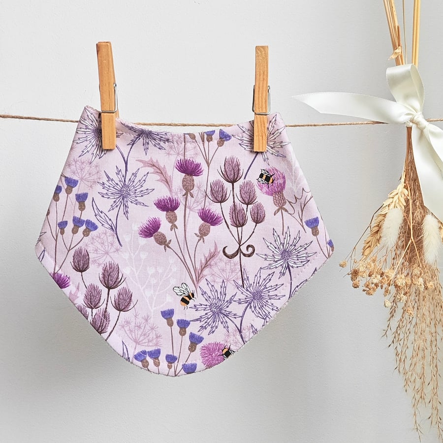 Thistles and Bees Print Baby Bib Bandana Style