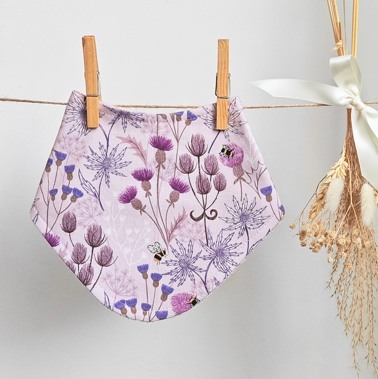 Thistles and Bees Print Baby Bib Bandana Style