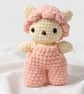 Handmade Crochet Teddy Bear, Soft Amigurumi Doll in Pink Overalls and Hat