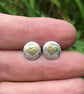  silver and 18ct gold heart stud earrings - Image 2