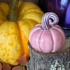 Tiny standing ceramic pumpkin decoration pink