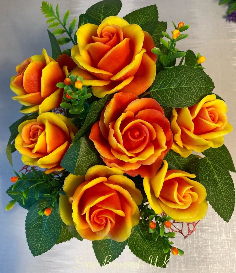 Personalised Two-tone Rose Flowers Soap Bouquet - Unusual Gift