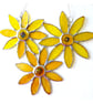 Sunflower Stained Glass Suncatcher Trio of Flowers Handmade Yellow - Image 6