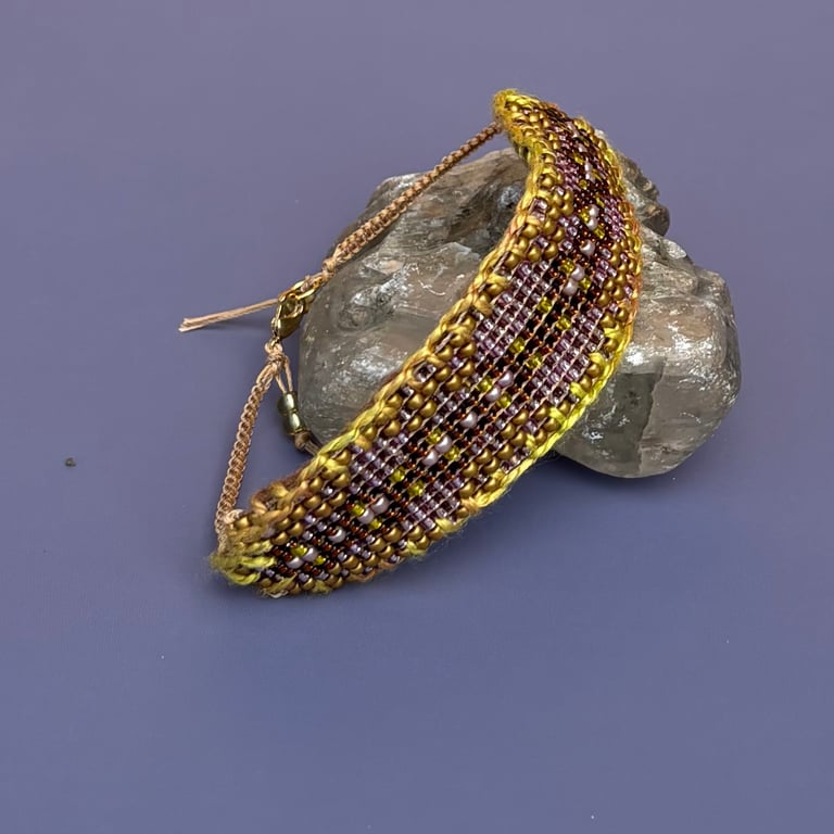 Glass Seed Bead Bracelet - Golden Hues