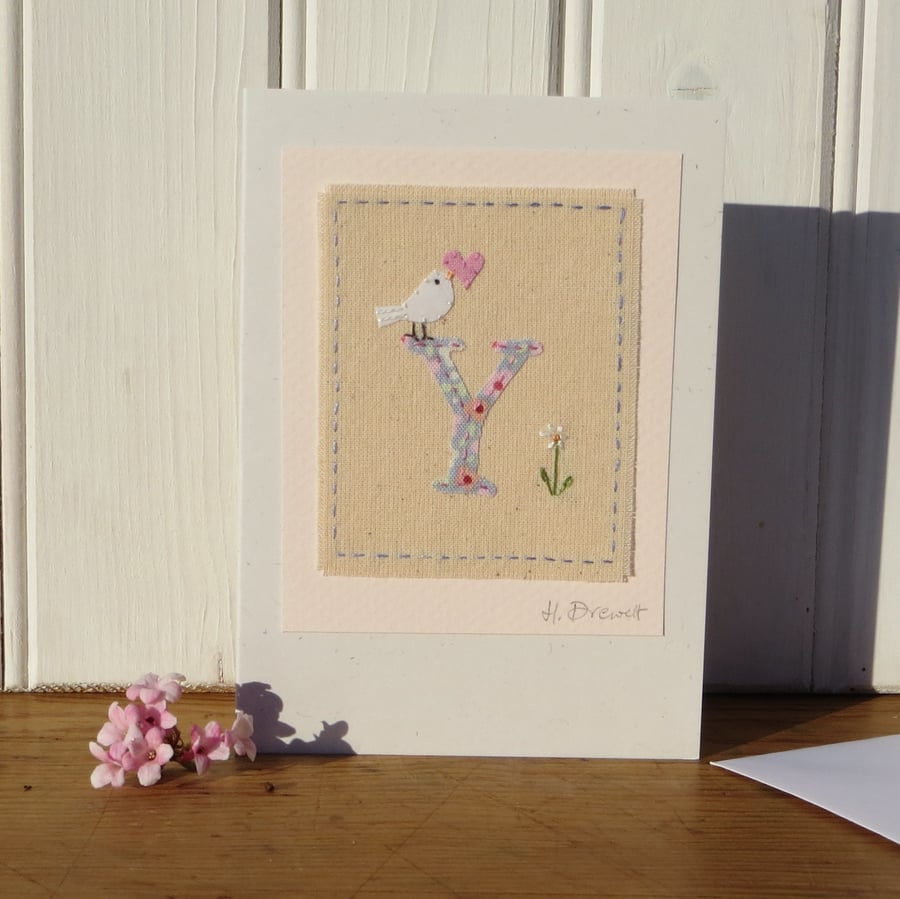 Sweet little hand-stitched letter Y - new baby, Christening or birthday