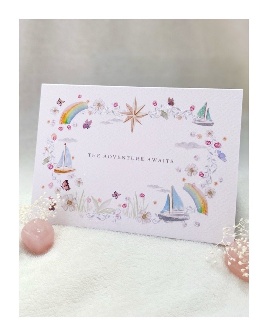 Magical Sail Boat Greeting Card with Bio Glitter