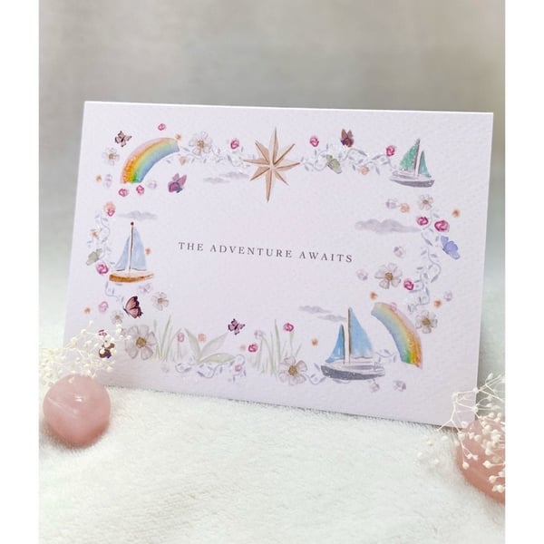 Magical Sail Boat Greeting Card with Bio Glitter