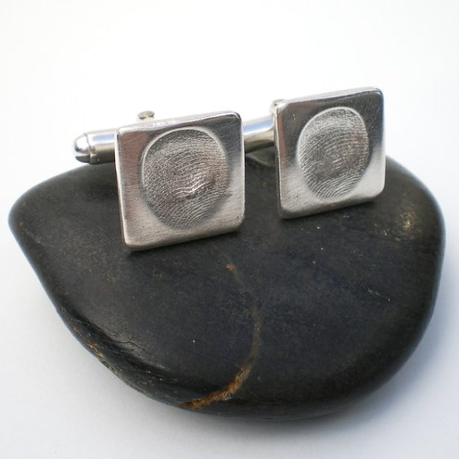 Imprint Me Silver Cufflinks - Wedding Jewellery, Fathers Day